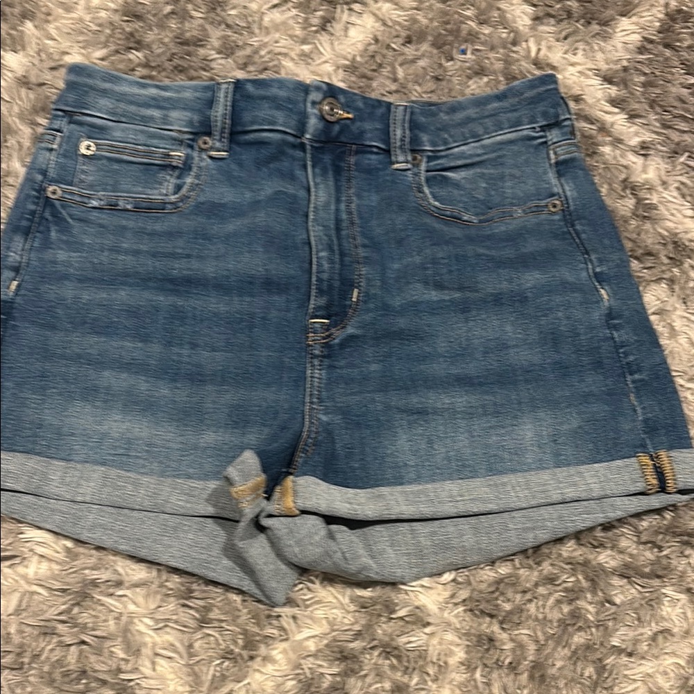 Women's Denim Blue Women's Shorts - American Eagle Next Level Stretch Size 8